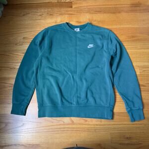 Nike Sweatshirt Green Embroidered White Logo Size M